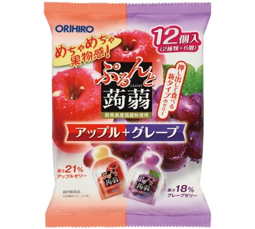 Orihiro Fruit Jelly Apple & Grapes Диетическое фруктовое желе на основе конняку Яблоко и Виноград 12